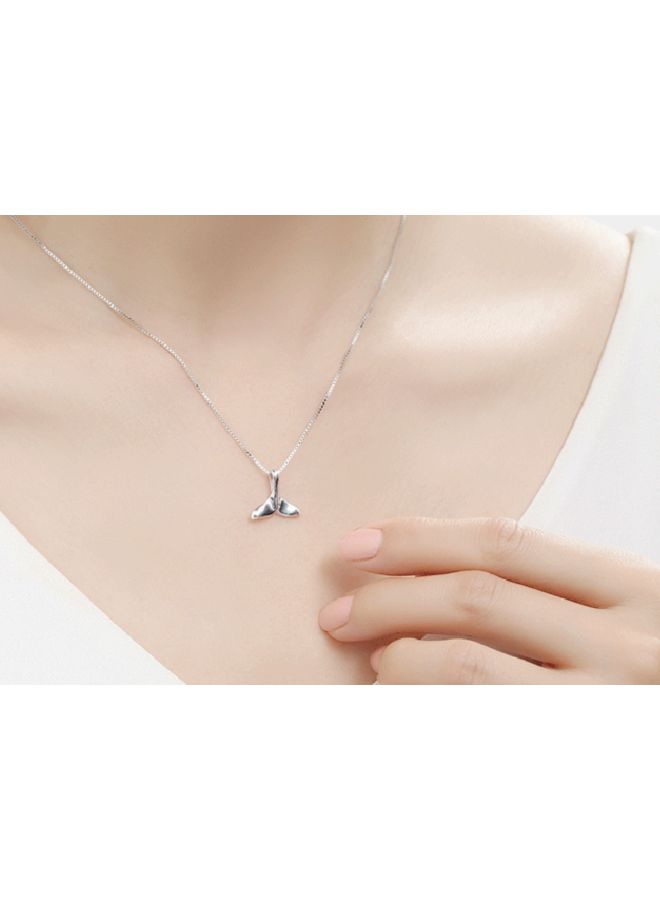 J&J 925 Sterling Silver Dolphin Tail Shaped Pendant Necklace - Image 4