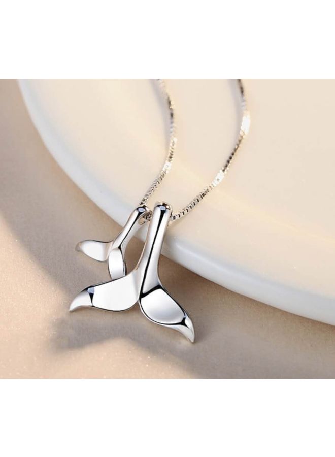 J&J 925 Sterling Silver Dolphin Tail Shaped Pendant Necklace - Image 5