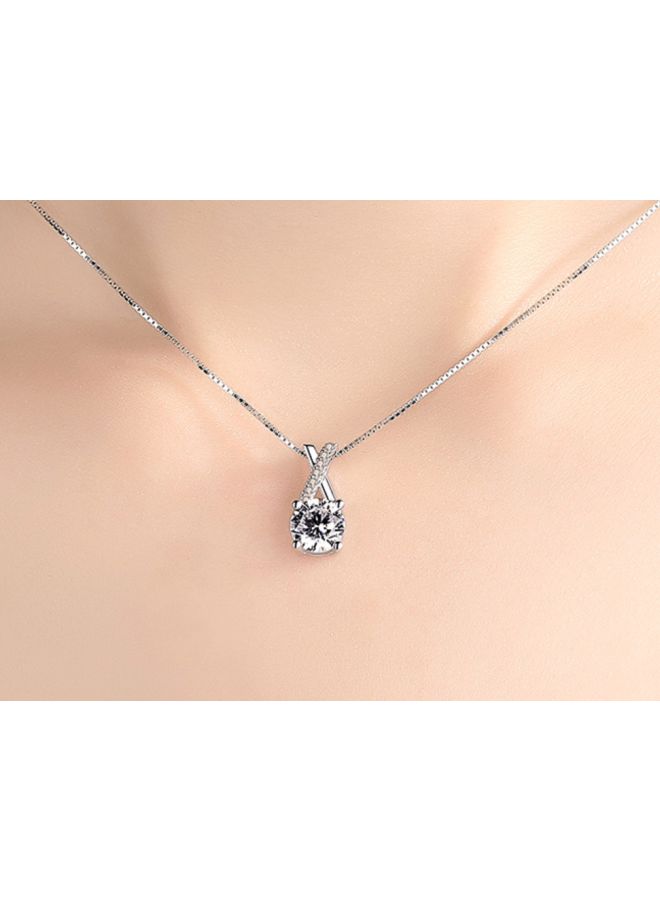 J&J 925 Sterling Silver Zircon Studded Pendant Necklace - Image 2