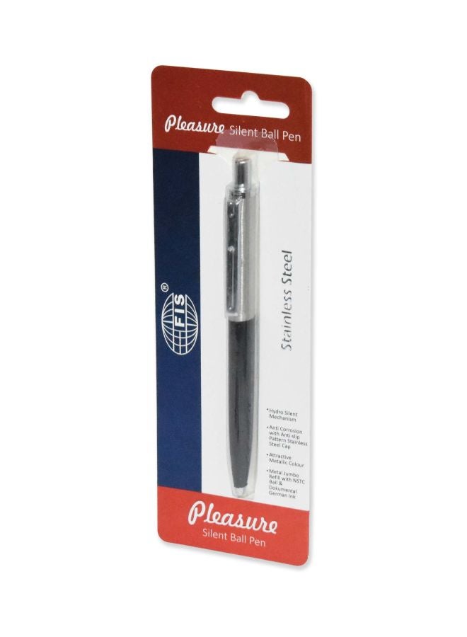 إف اي أس  مجموعة أقلام برأسد كروي وآلية صامتة من 10 قطع أسود/فضي - Image 2