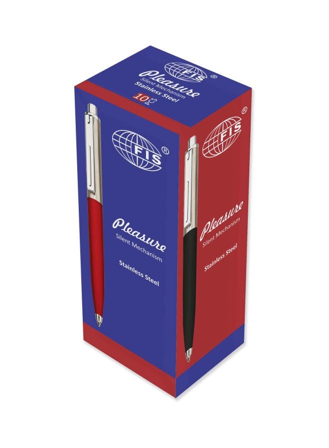 إف اي أس  مجموعة أقلام برأسد كروي وآلية صامتة من 10 قطع أسود/فضي - Image 4