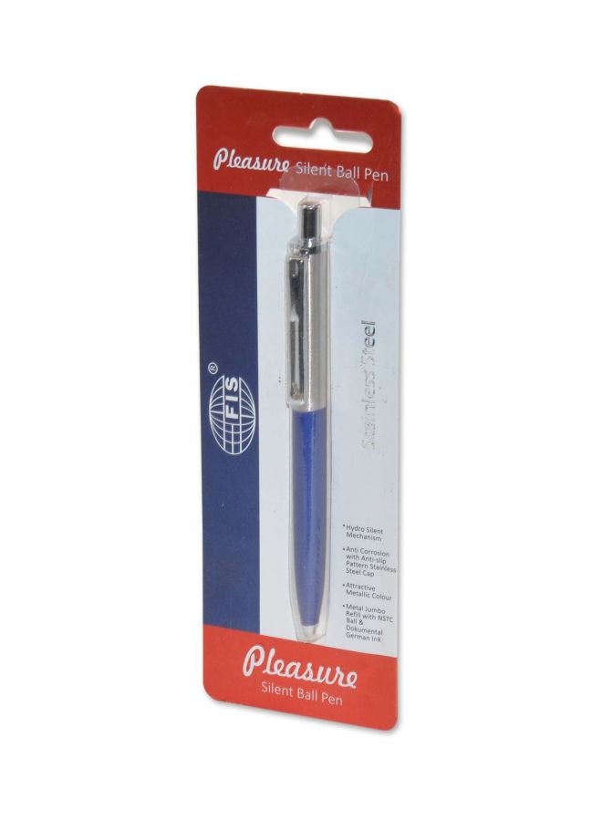 إف اي أس  مجموعة أقلام برأسد كروي وآلية صامتة من 10 قطع أزرق / فضي - Image 2