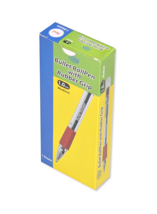 إف اي أس  مجموعة أقلام بوليت برأس كروي، من 12 قطعة أحمر - Image 2