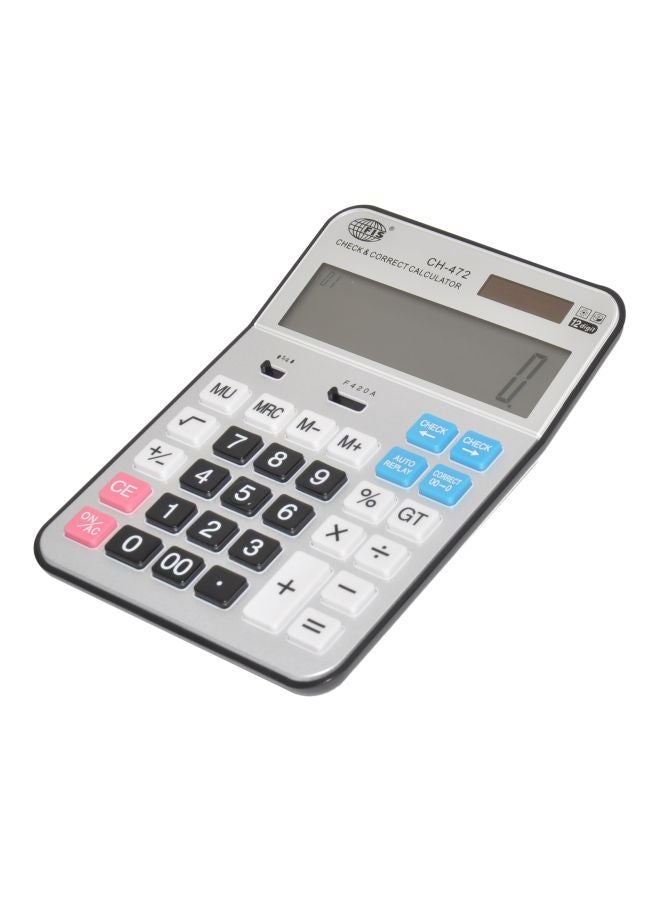 إف اي أس  آلة حاسبة مكتبية بشاشة سعة 12 رقماً أبيض/رمادي - Image 1