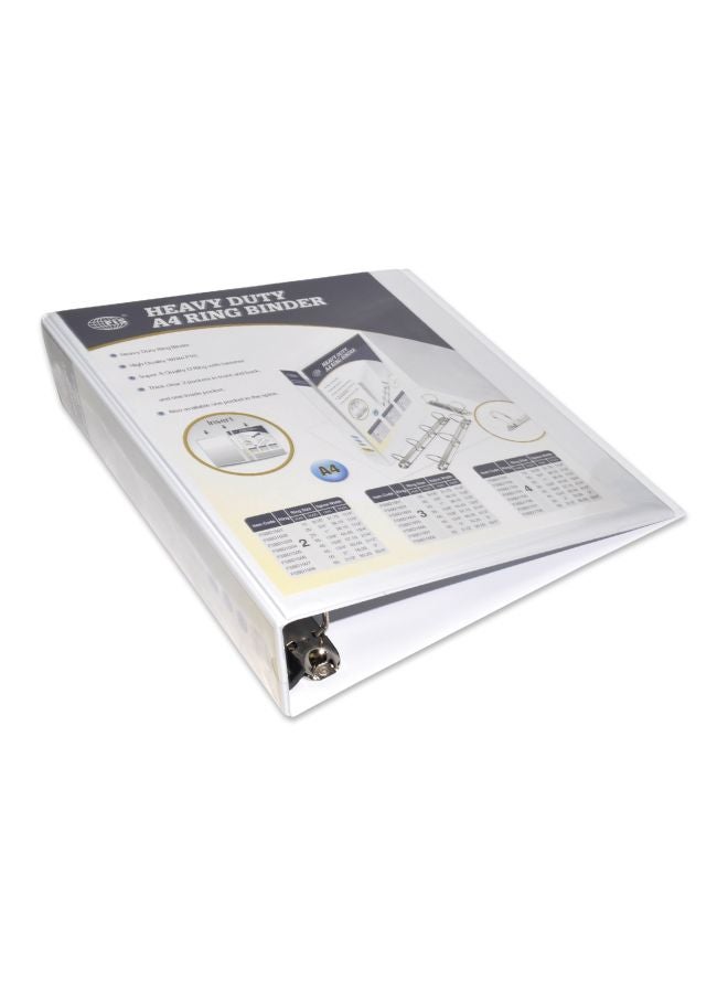 FIS Heavy Duty A4 4-D Ring Binder White/Grey  - Image 1