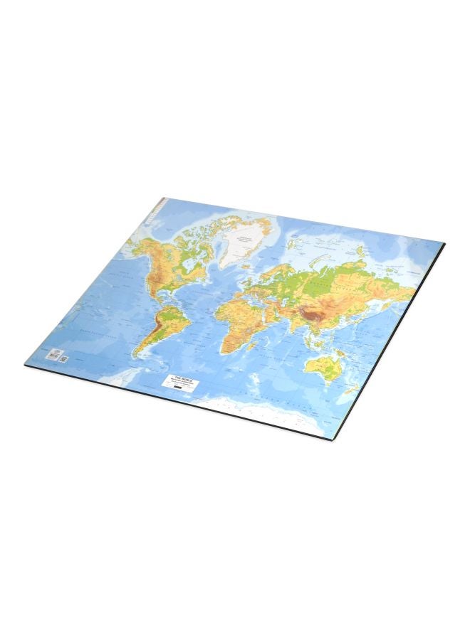 إف اي أس  منصة مكتب بتصميم خريطة العالم بالإنجليزية أزرق/أصفر/أخضر