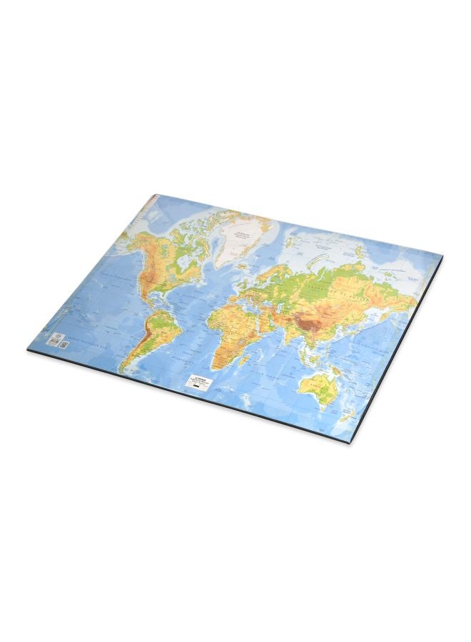 إف اي أس  ورق نشاف للمكتب مصنوع من مادة PVC ومطبوع عليه خريطة العالم متعدد الألوان