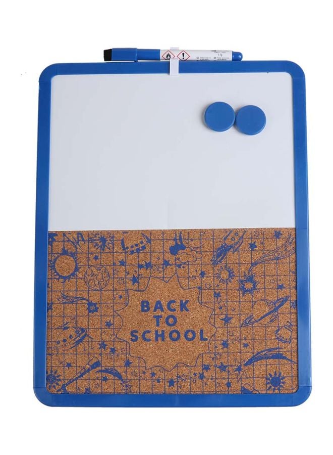 Generic Dry Erase Writing Board With Pen And Push Pin Magnet Blue/White/Brown 