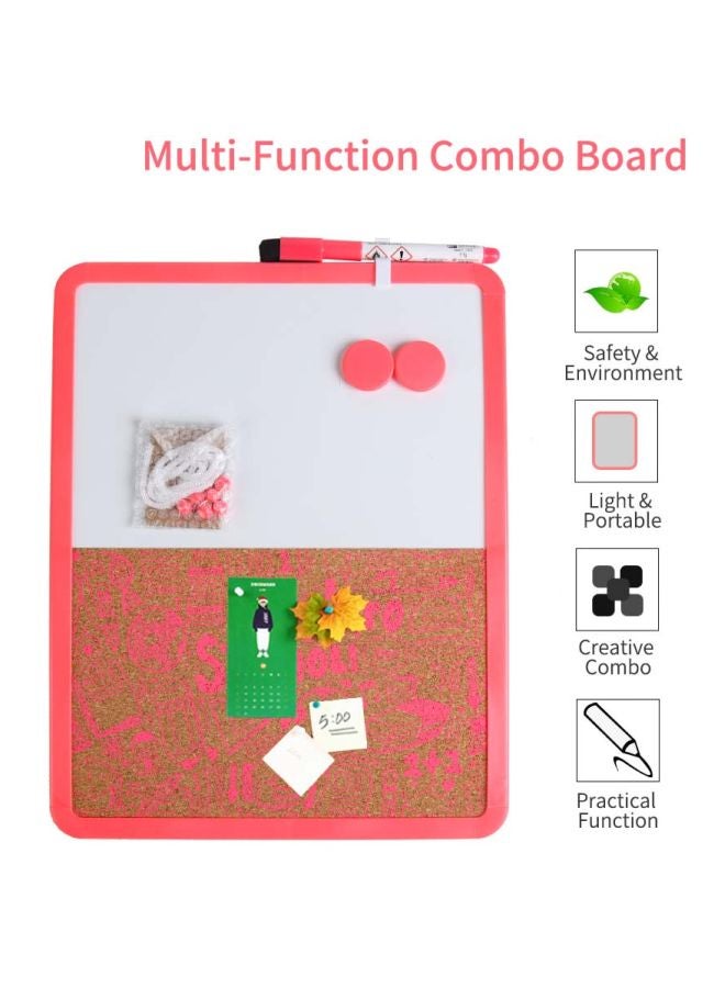 Generic Dry Erase Writing Board With Pen And Push Pin Magnet Pink/White/Brown  - Image 2