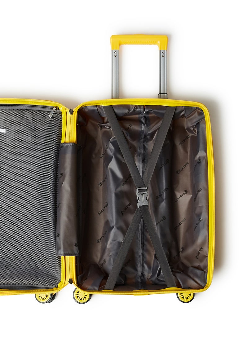 PARTNER - 3 Piece Hardside Luggage Trolley Set Yellow - Image 1