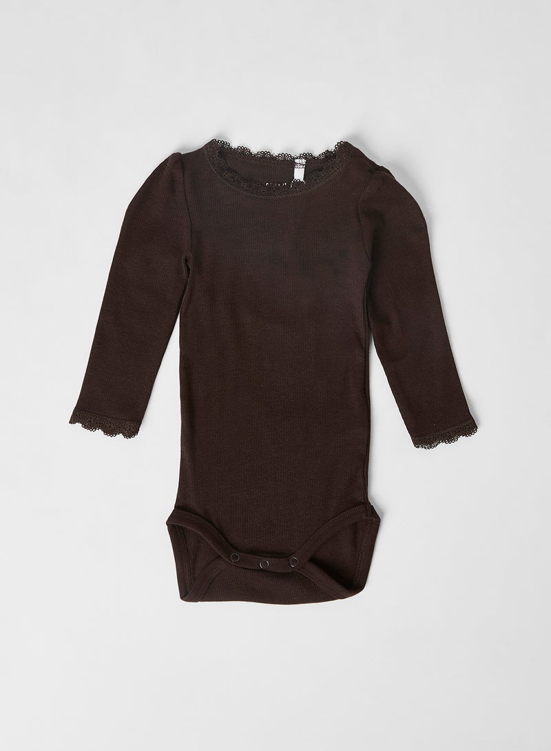 NAME IT - Solid Pattern Nikita Bodysuit Brown - Image 1