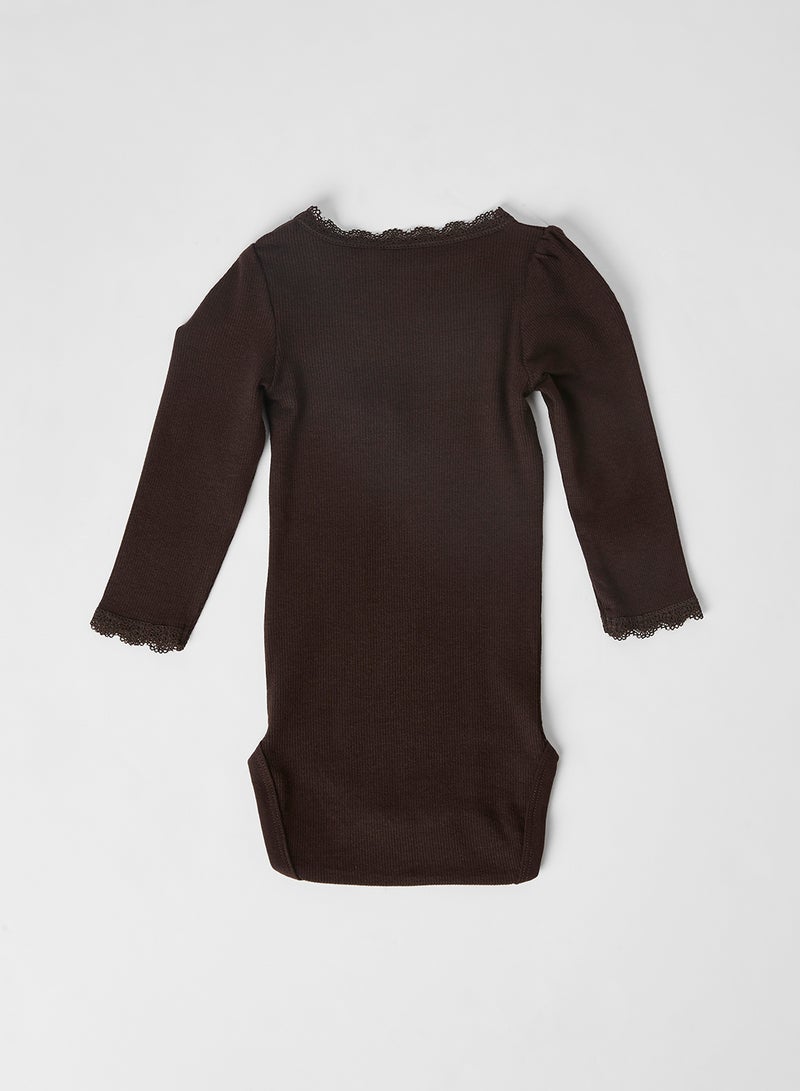 NAME IT - Solid Pattern Nikita Bodysuit Brown - Image 1