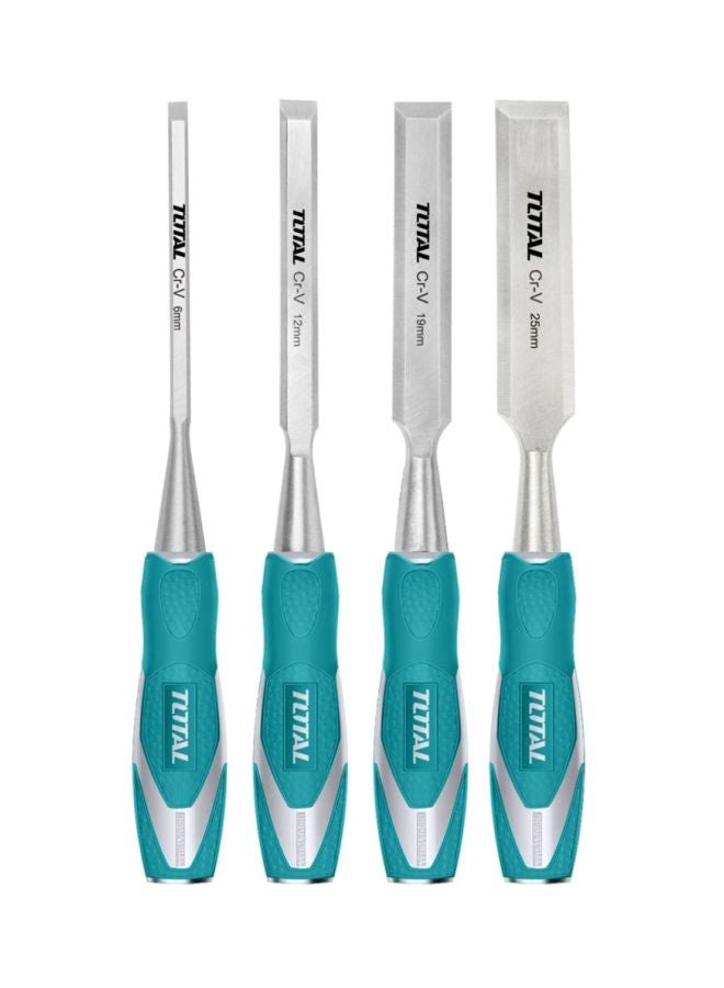 TOTAL 4-Piece Wood Chisel Set Teal 6,12,19,25mm - Image 1
