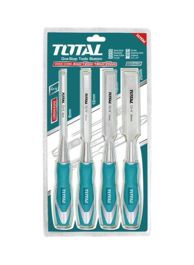 TOTAL 4-Piece Wood Chisel Set Teal 6,12,19,25mm - Image 2