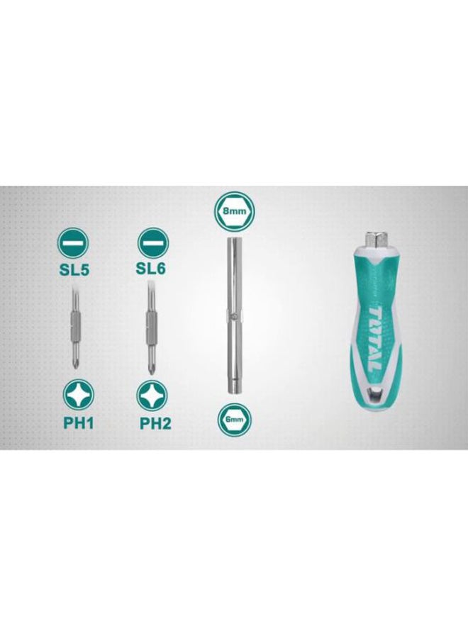 توتال طقم مفكات براغي 6 في 1 أخضر / أبيض / فضي 75مم - Image 4