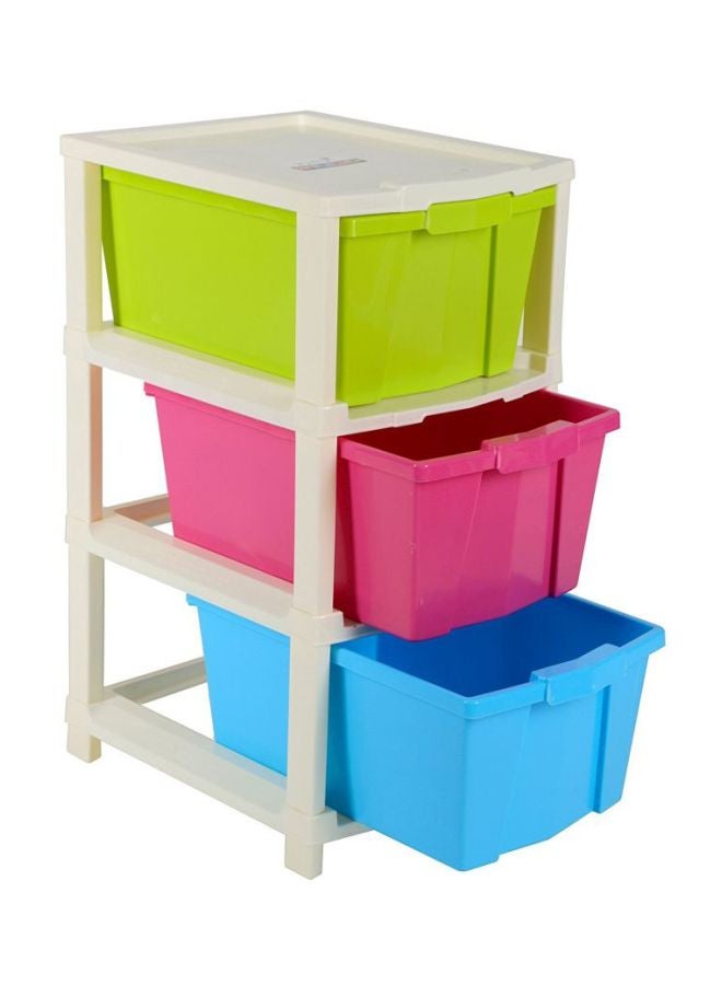 Cosmoplast 3 Tiers Multipurpose Storage Cabinet With Wheels  White Mix Drawers White Mix 52x42x70cm  - Image 4