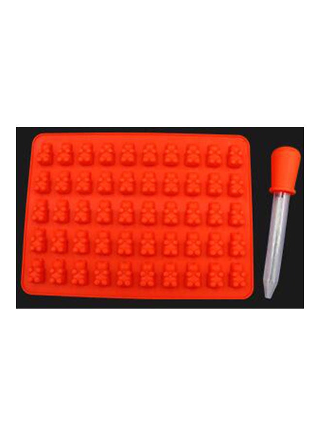 50 Cavity Silicone Mold Bear Shape Mould for Candy Jelly Ice Tube Tray red 20*20*20cm - Image 1