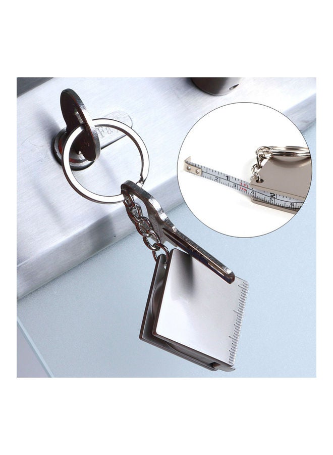 Generic Mini Stainless Steel Retractable Measure Tape Ruler Keychain Key Ring Pendant Silver 20*10*20cm  - Image 1