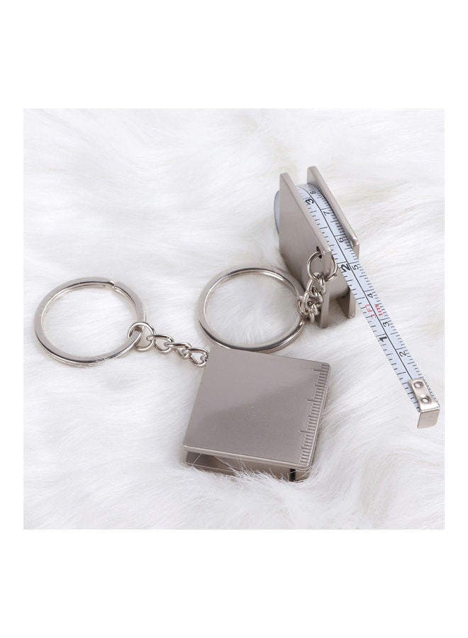 Generic Mini Stainless Steel Retractable Measure Tape Ruler Keychain Key Ring Pendant Silver 20*10*20cm  - Image 2
