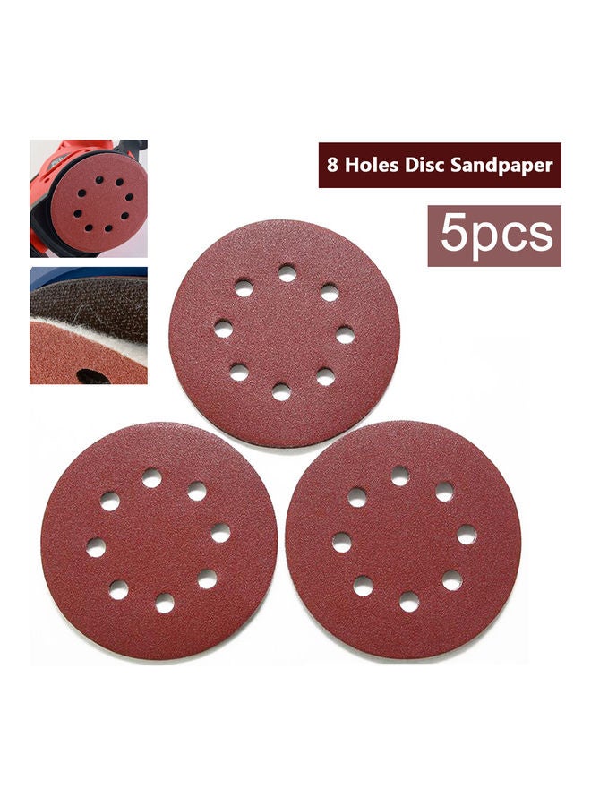 Generic - 5Pcs 40-240 Grit 125mm Round Polishing Sandpaper 8 Holes Sanding Disk Sheets brown 20*10*20cm - Image 1