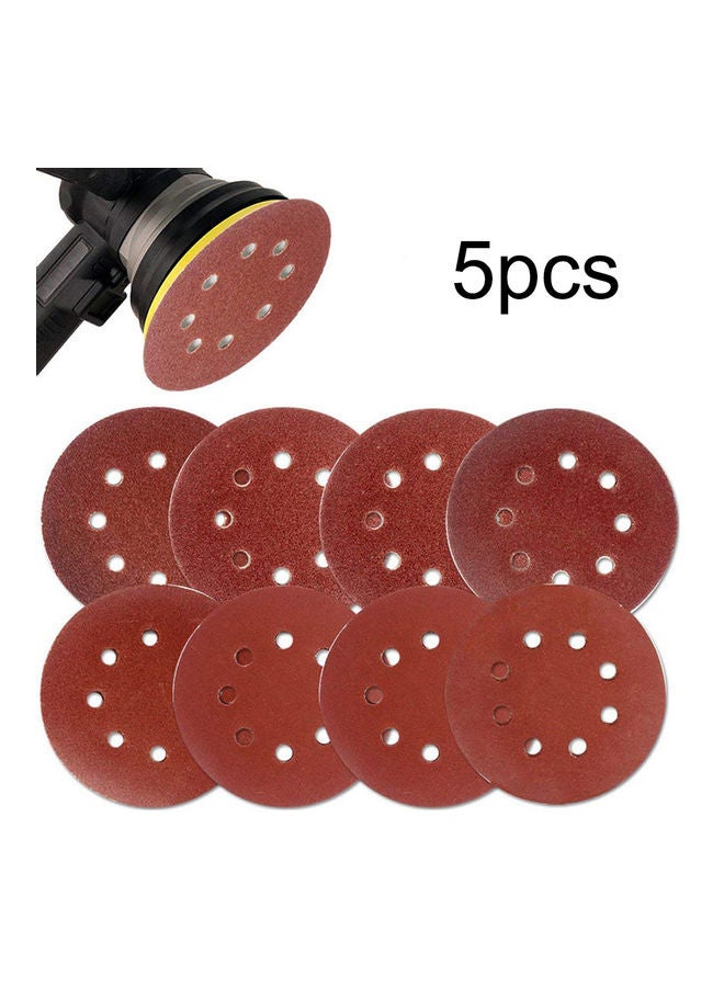 Generic - 5Pcs 40-240 Grit 125mm Round Polishing Sandpaper 8 Holes Sanding Disk Sheets brown 20*10*20cm - Image 1