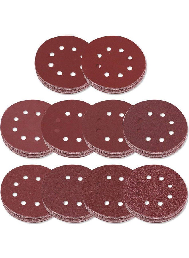 Generic - 5Pcs 40-240 Grit 125mm Round Polishing Sandpaper 8 Holes Sanding Disk Sheets brown 20*10*20cm - Image 1