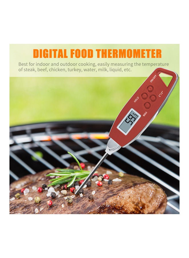 Digital Food Thermometer Backlight Instant Read Meat Thermometer Barbecue BBQ Grill Smoker Thermometer Cooking Baking Oven Thermometer Red 25*4*22.5cm - Image 2