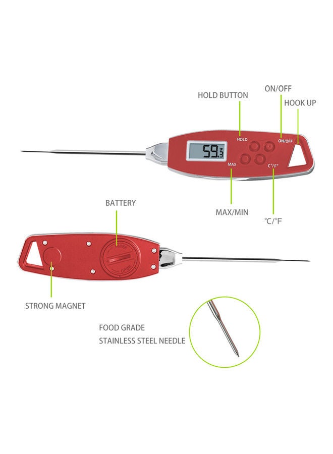 Digital Food Thermometer Backlight Instant Read Meat Thermometer Barbecue BBQ Grill Smoker Thermometer Cooking Baking Oven Thermometer Red 25*4*22.5cm - Image 3