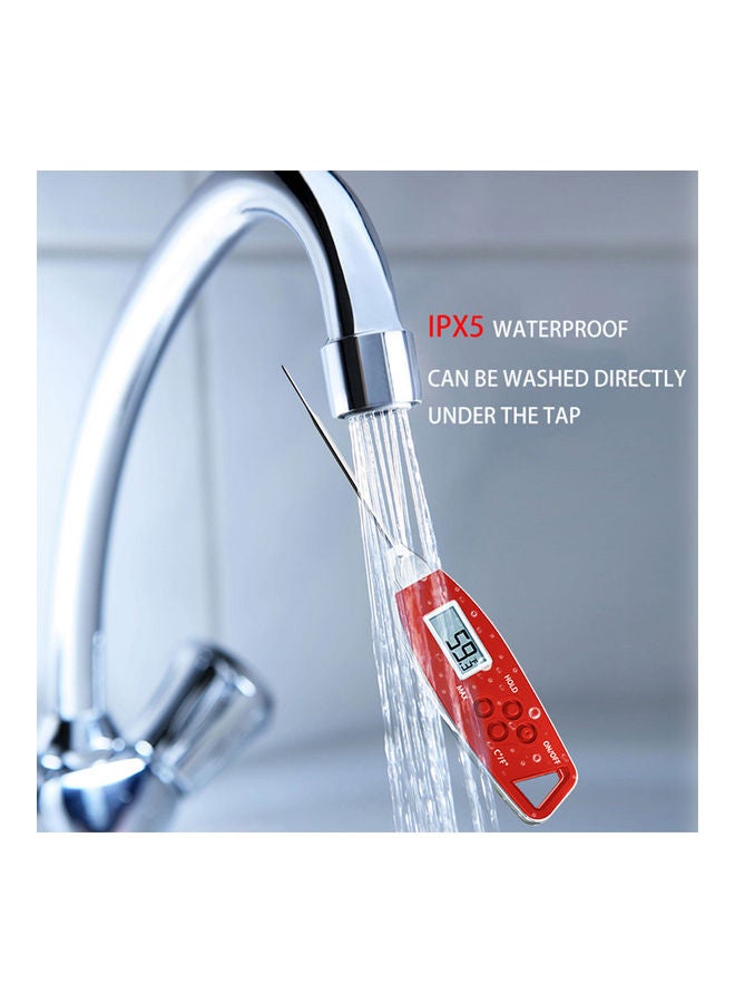 Digital Food Thermometer Backlight Instant Read Meat Thermometer Barbecue BBQ Grill Smoker Thermometer Cooking Baking Oven Thermometer Red 25*4*22.5cm - Image 4