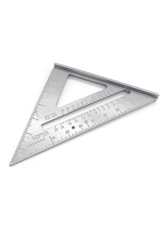 Generic 7inch Aluminum Alloy Triangle Angle Protractor Measuring Ruler Woodworking Tool Silver 20*10*20cm  - Image 1