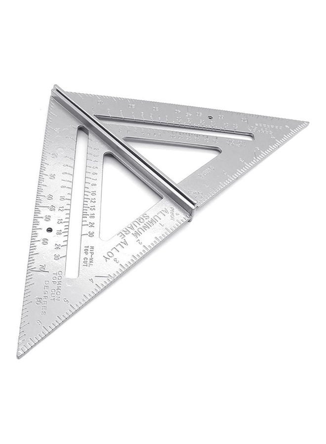 Generic 7inch Aluminum Alloy Triangle Angle Protractor Measuring Ruler Woodworking Tool Silver 20*10*20cm  - Image 2