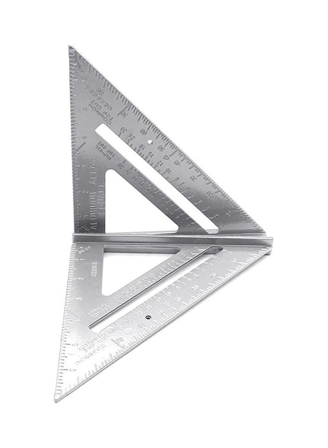 Generic 7inch Aluminum Alloy Triangle Angle Protractor Measuring Ruler Woodworking Tool Silver 20*10*20cm  - Image 3