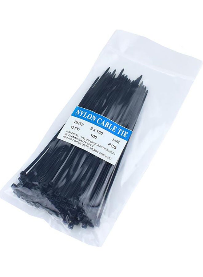 100Pcs 150mm Durable Self-Locking Fireproof Nylon Cable Ties Binding Wrap Straps Black 20*10*20cm - Image 1