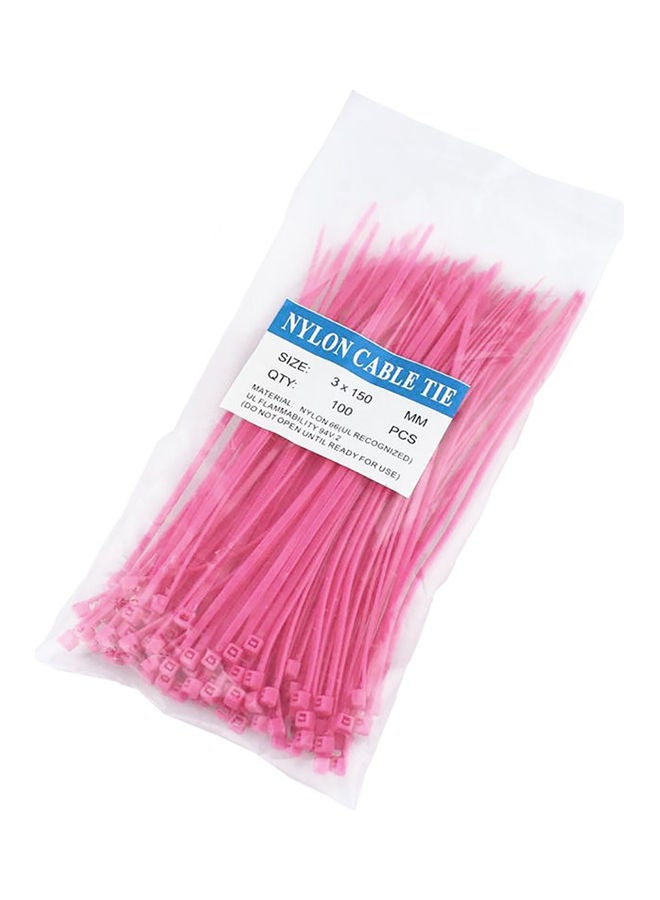100 قطعة من أربطة كابل النايلون المتينة ذاتية القفل مقاس 150 مم مقاومة للحريق وردي 20*10*20سم - Image 1