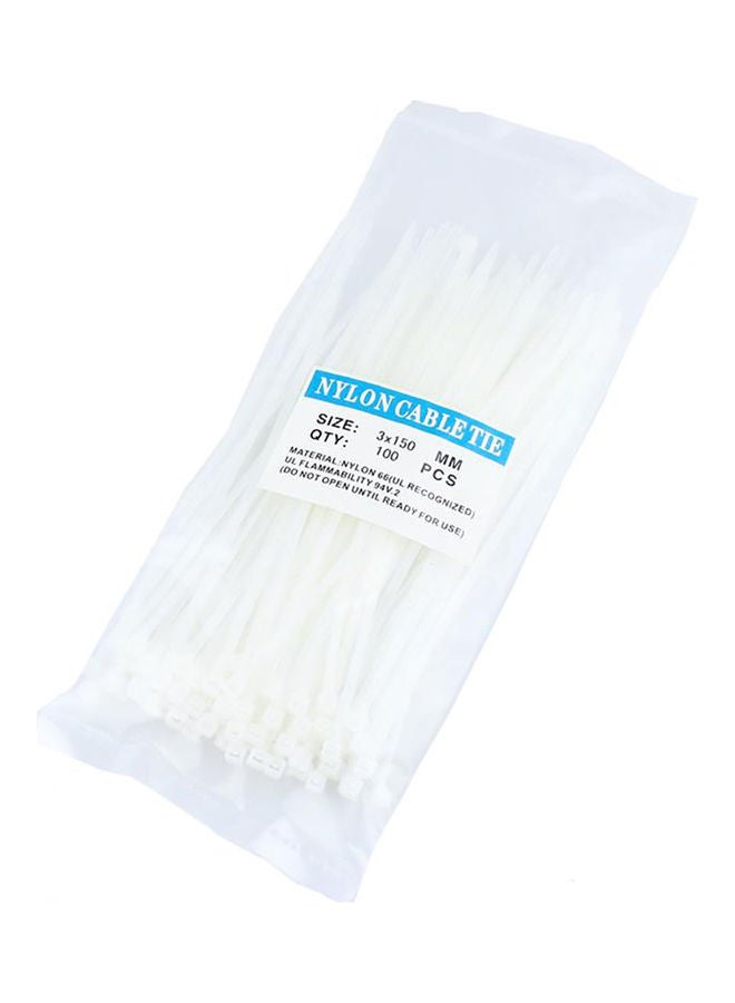 100Pcs 150mm Durable Self-Locking Fireproof Nylon Cable Ties Binding Wrap Straps White 20*10*20cm  - Image 1