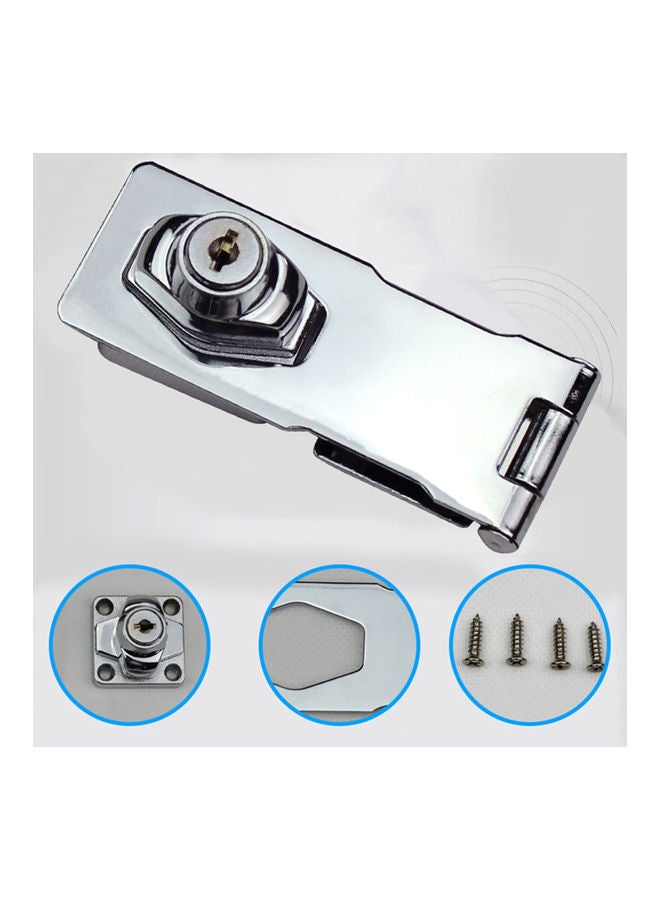 Plating Self Locking Security Hasp Staple 2 Keys Cabinet Lock Drawer Padlock Silver 20*10*20cm - Image 3
