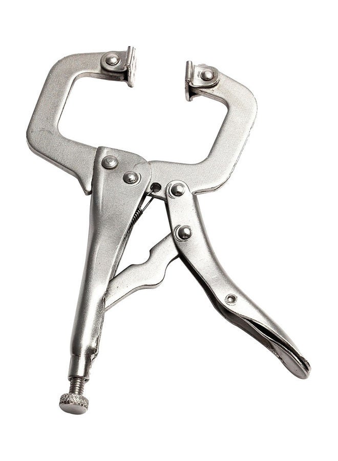 Generic Multifunctional 6 inch Metal C-Clamp Round Mouth Vise Grip Locking Plier Wrench Silver 20*10*20cm  - Image 1