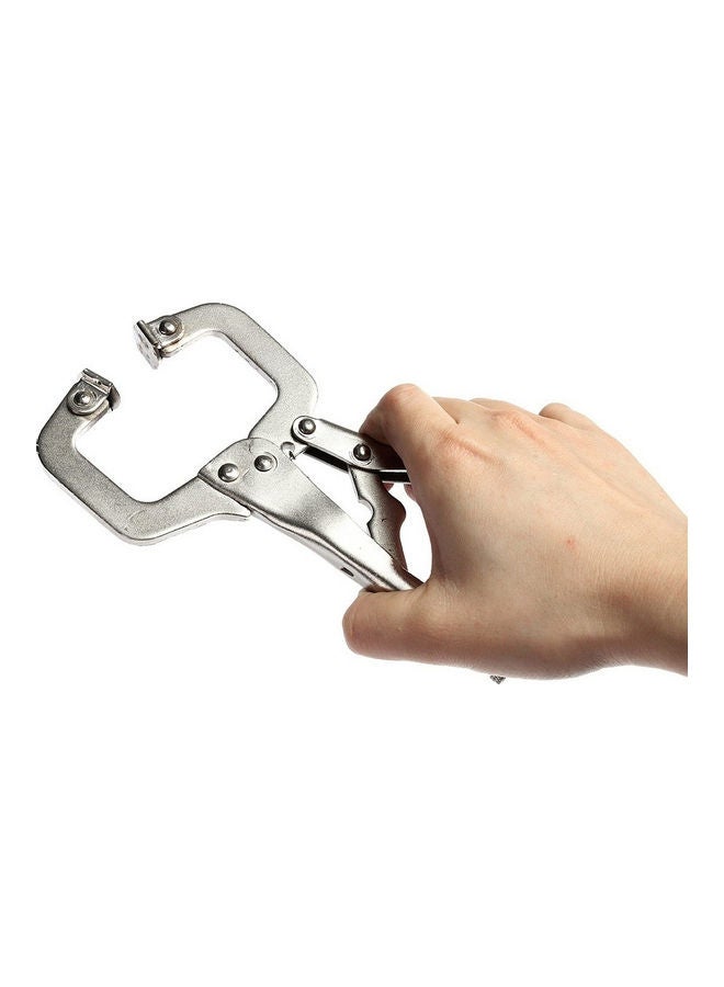 Generic Multifunctional 6 inch Metal C-Clamp Round Mouth Vise Grip Locking Plier Wrench Silver 20*10*20cm  - Image 3