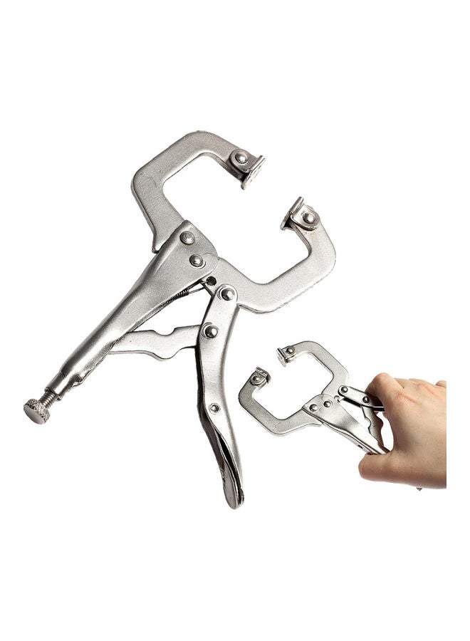 Generic Multifunctional 6 inch Metal C-Clamp Round Mouth Vise Grip Locking Plier Wrench Silver 20*10*20cm  - Image 2