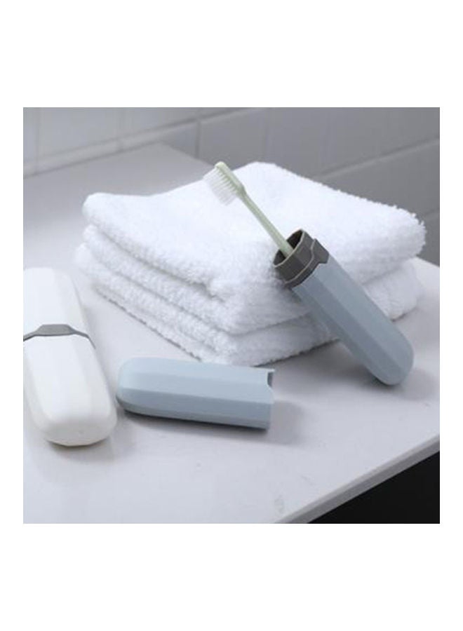 Generic Portable Travel Toothbrush Toothpaste Storage Box Case Cutlery Pencil Container Grey + Blue 20*10*20cm  - Image 5