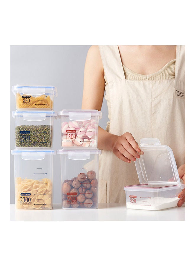 Storage Case Square Plastic Kitchen Cereals Fresh-keeping Dried Fruit Milk Powder Sealed Tank Blue 16*16*16cm - Image 3