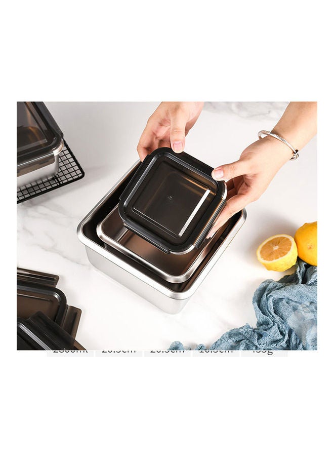 Fresh Keeping Box 316 Stainless Steel Crisper Super Large Capacity Refrigerator Special Frozen Storage Fruit Bento Box Volume:316 square 1500ml silver 17*17*17cm  - Image 4