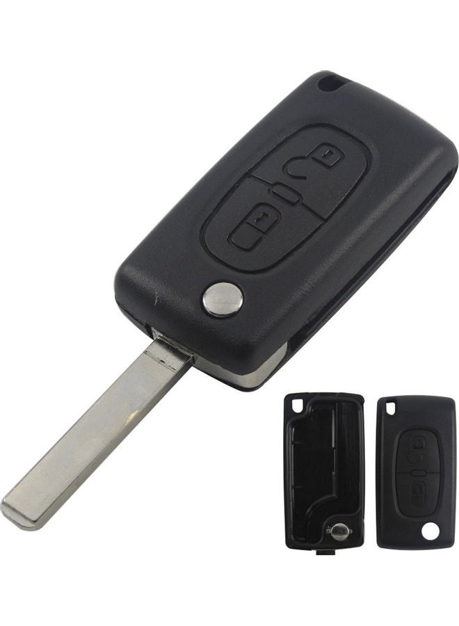 Generic - 2 Button Flip Key Shell Case For Peugeot 306 407 807 Citroen C3 C4 C6 Berlingo Black 20*10*20cm - Image 1