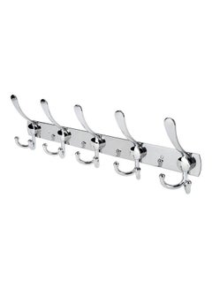 Generic Stainless Steel 5 Hooks Wall Mount Coat Hook Towel Coat Hat Door Hanger Rack silver 20*10*20cm  - Image 1