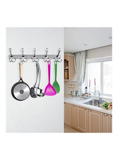 Generic Stainless Steel 5 Hooks Wall Mount Coat Hook Towel Coat Hat Door Hanger Rack silver 20*10*20cm  - Image 3