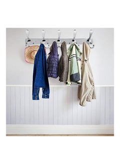 Generic Stainless Steel 5 Hooks Wall Mount Coat Hook Towel Coat Hat Door Hanger Rack silver 20*10*20cm  - Image 2