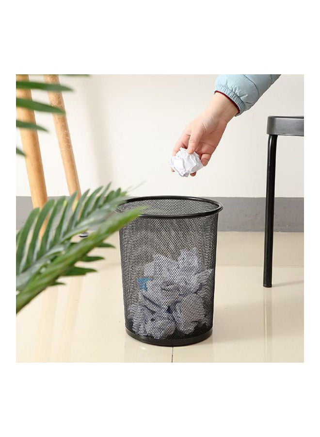 Mesh Trash Bin Paper Basket Kitchen Bedroom Office Rubbish Waste Holder Can Black 20*10*20cm - Image 2