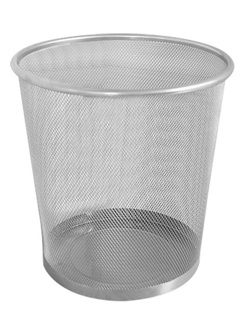 Mesh Trash Bin Paper Basket Kitchen Bedroom Office Rubbish Waste Holder Can Silver 20*10*20cm