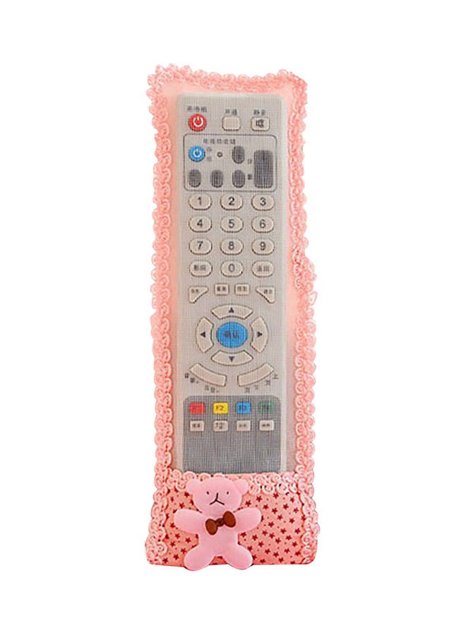 Cute Lace Bear Dustproof TV Air Conditioner Remote Controller Cover Protector Pink 20*10*20cm - Image 1