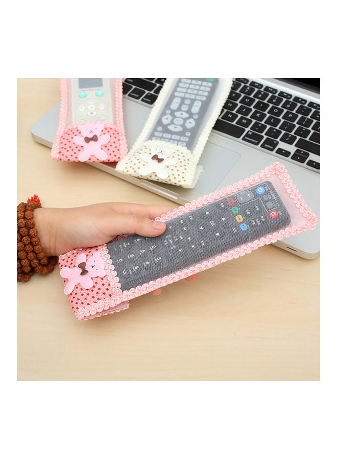 Cute Lace Bear Dustproof TV Air Conditioner Remote Controller Cover Protector Pink 20*10*20cm - Image 4